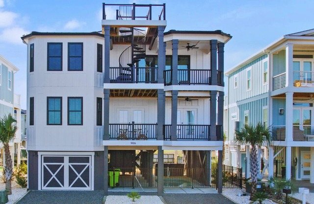 Custom, Chic Beach Home in Gated Community with Private Pool on Beautiful Sunset Beach