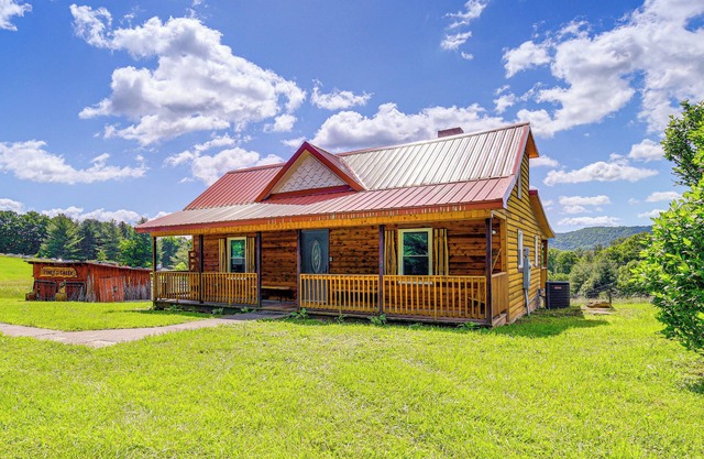 Deck & Scenic View: Historic Cabin in Piney Creek!