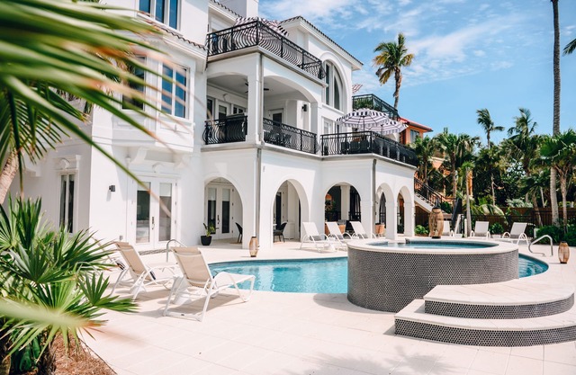 Direct Beachfront Villa Sea Palms Estate Captiva Island sleeps up to 30 Pool+Spa