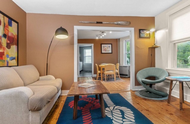 East end. Walk to food, beer and downtown fun.