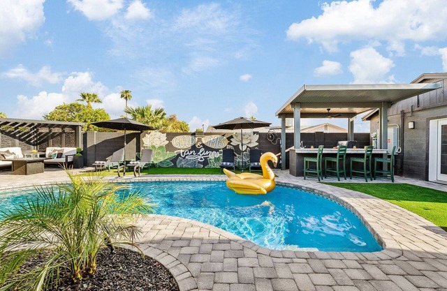 Group Fun HQ with Hot Tub + Bar, Heated Pool, Game Room & Lounge Near Old Town