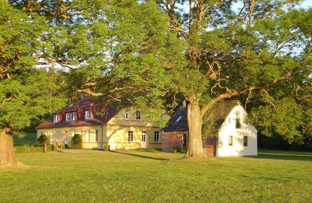 Gut Rattelvitz Galerie F, hochwertig, Sauna, Kamin, eTankstelle, Spielscheune, 15.000qm Park Land