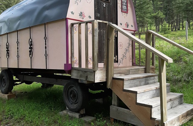 Gypsy wagon is located in Caribou Trail Wagon Camp