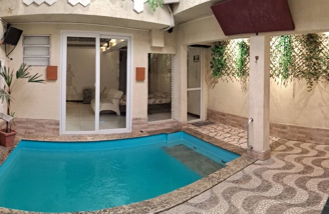 Heated pool and fireplace for couples
