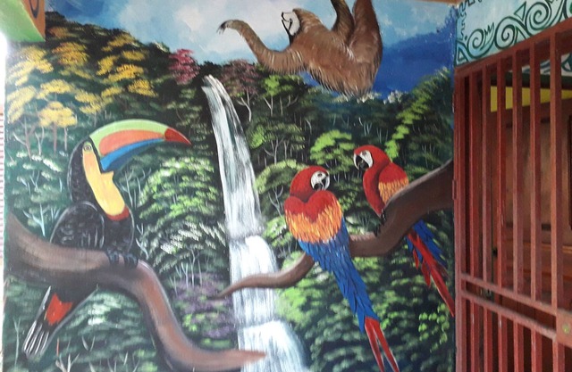 Casa de vacaciones con pinturas del caribe.