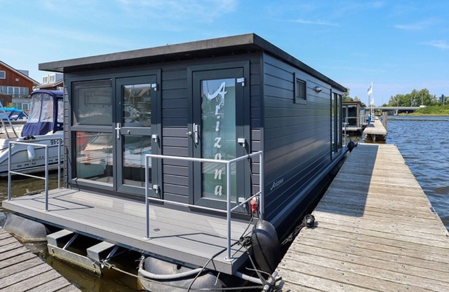 A comfortable barge close to the sea and towns