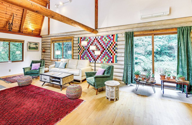 Lake Margaret Access: Boho Log Cabin w/ Backyard