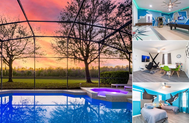 Gran piscina con spa y sala de juegos - 3 Master Suites cerca de las atracciones