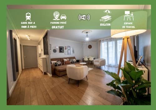 Le Bord de Seine 5min à pieds Gare Parking Privé Gratuit