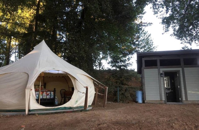 Lotus Yurt in Vineyard Overlooking Monterey Bay near Los Gatos, California