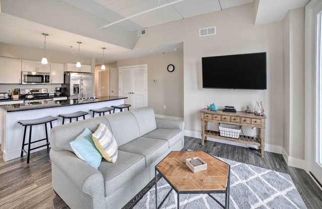 Luxe Manistee Condo w/ Balcony & River Views!