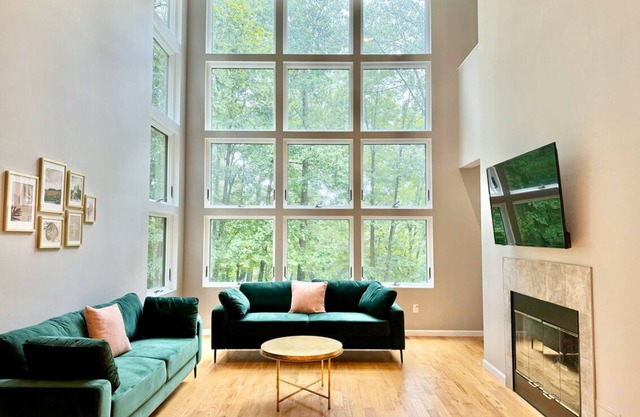 Modern minimalist home in the forest with hot tub