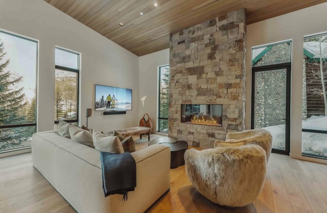 Modern Mountain Home with Aspen Views, Hot Tub, Fireplace, and Luxe Interiors