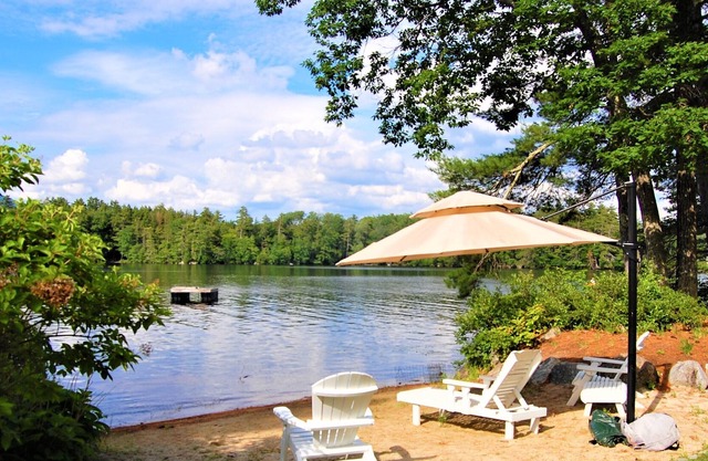 Modern private lakefront house w/ a/c wifi firepit