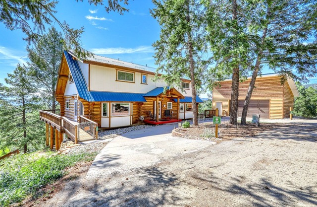Mountain-View Log Cabin on 5 Acres w/ Game Room