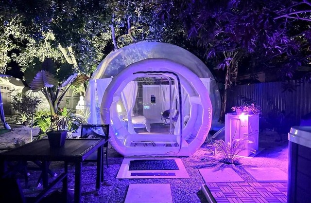 Oasis style jacuzzi glamping gym parking bbq secure