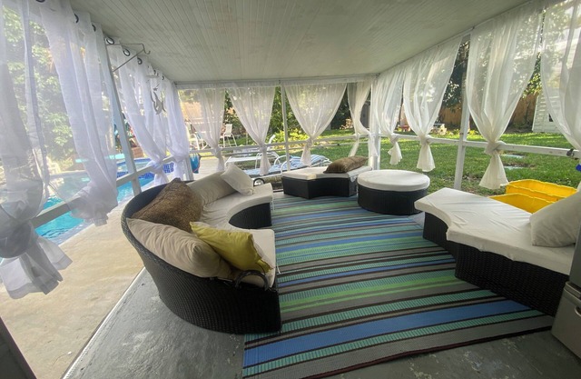 Private spacious 5-bedroom house, pool, hot tub, AC, gazebo, and large backyard.