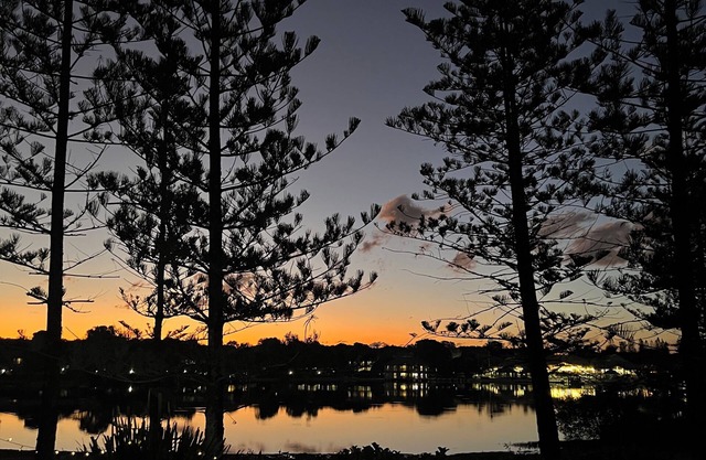 Reflections across the waters and resort access