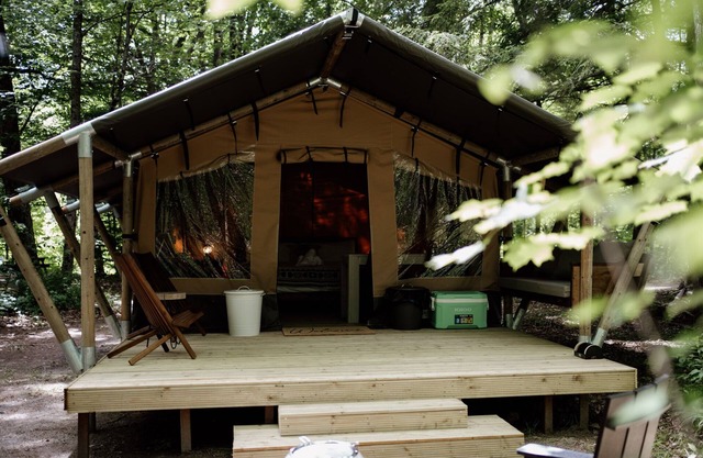 Safari Tent Site 12 | 1 King Bed | Woods View