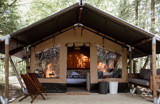 Safari Tent Site 4 | 1 King Bed | Pond View