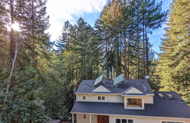 Secluded redwood retreat close to wineries, restaurants, and outdoor recreation.