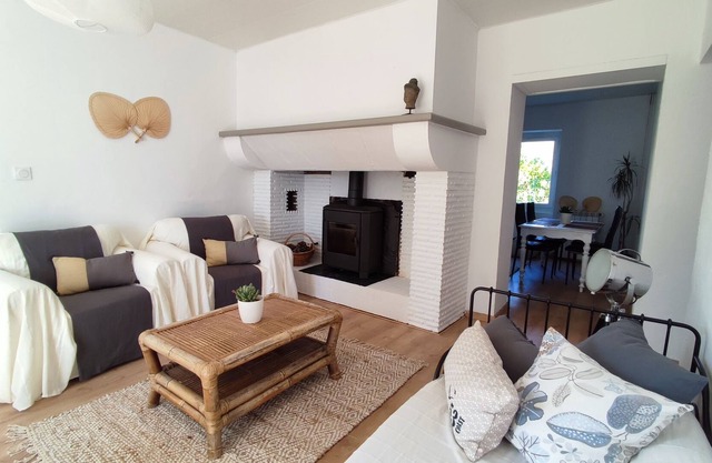 South-facing house with garden and fireplace