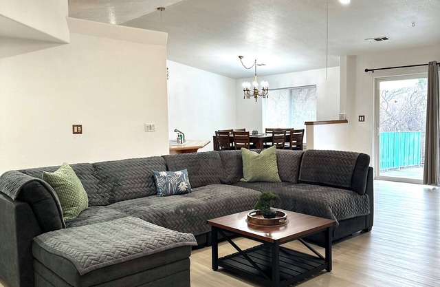 Spacious 3-bedroom vacation home with balcony, office and central air and heat.