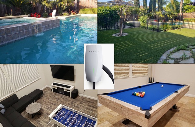 Tesla EV Charger heated Pool Hot Tub Spa Near Airport, UC Davis, Old Sac, DT