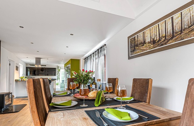 The bright and modern accommodation at The Cottage is all on the one level, with an open-plan layout