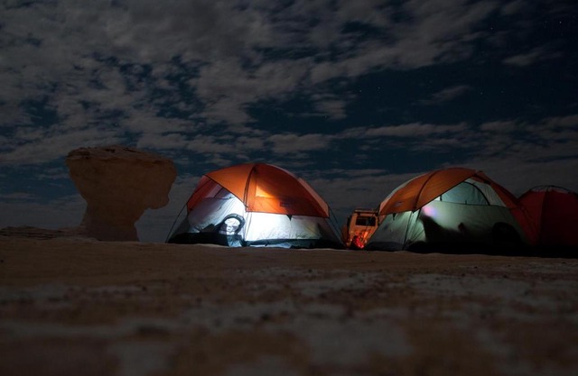 white desert camping