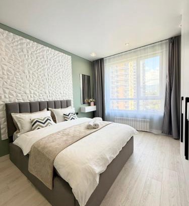 Almaty Apartamento | Двухкомнатная квартира с дизайнерским интерьером и видом на горы