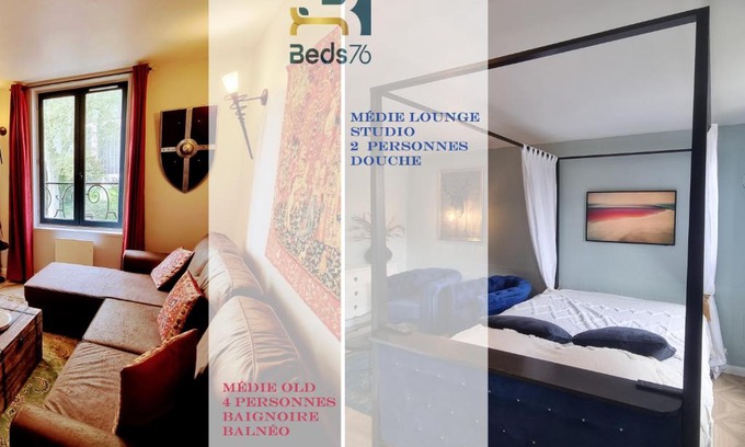 Rouen City Centre Apartamento | 2 Appt MédiéLounge ou MédiéOld, Parking Vue magnifique par Beds76