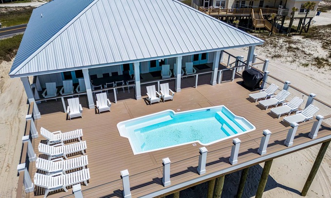 Dauphin Island Casa | 2 dog-friendly beach houses right on the sand w/private heated pool & elevator