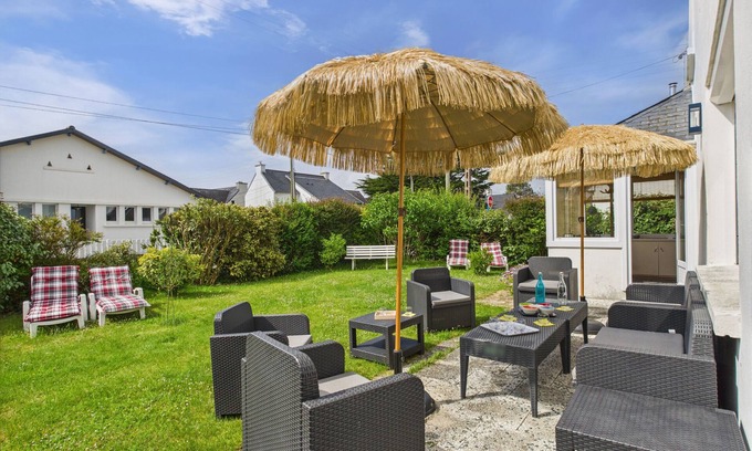 Ile-Tudy Chalet De Esquí | A 350 m de la playa – amueblado 4* para 8 con jardín
