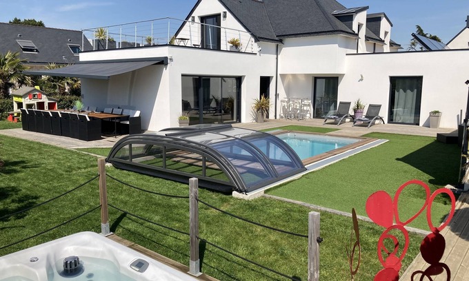 Saint-Jacques Casa | Villa 5 estrellas 100 m playa, 18 personas, piscina, spa, sala de cine