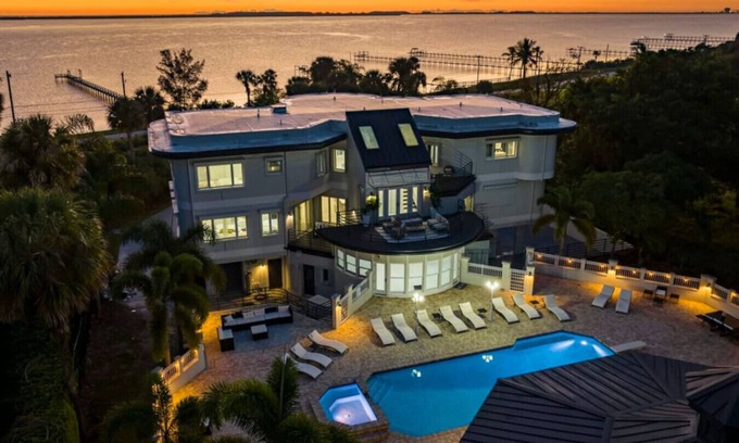 Fort Pierce Villa | 9000 SF Waterfront Mansion/Pool/Boat Dock/Theater