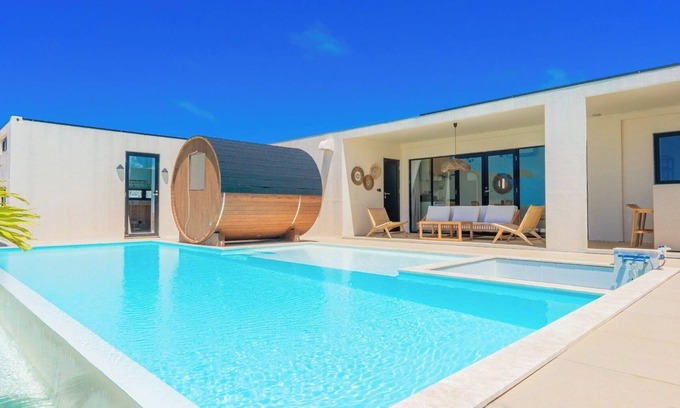 Miyakojima Casa | A private villa with a pool jacuzzi and sauna overlooking the ocean from a high vantage point / Miyakojima Okinawa
