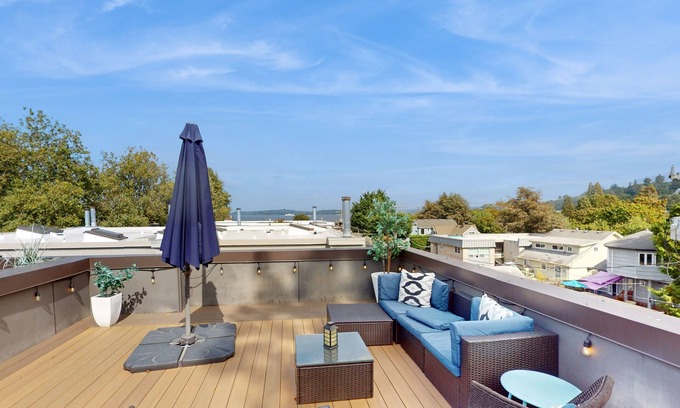 Alki Casa | Amazing rooftop deck views of the sound, gas grill, and W/D