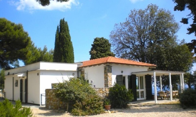 Imperia Villa | Villa Alpicella en el corazón de un parque de olivos con pinos de ciprés con vistas al mar.