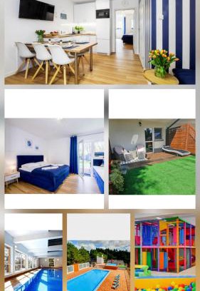 Poddabie Apartamento | Apartament 3B Niebieskie Apartamenty z basenem krytym, odkrytym, salą zabaw, animacjami
