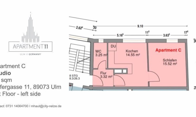 Ulm Apartamento | Apartment C - Trendy 1 room Loft City Center 1st floor