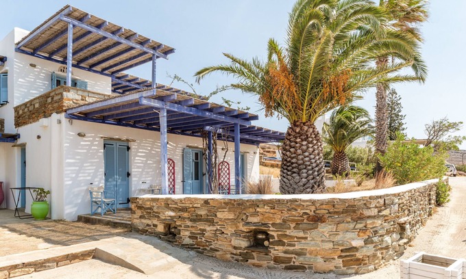 Agios Ioannis Apartamento | Apartamento 'Ethelio Mykonos' con vistas al mar, Wi-Fi y aire acondicionado