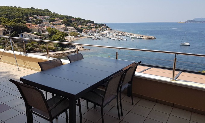 Le Pradet Casa | Apartamento en villa directamente a la orilla del mar - Magnífica vista