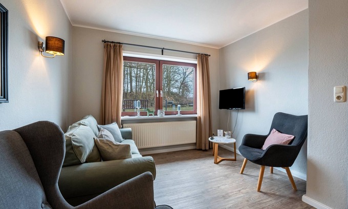 Kronsgaard Apartamento | Apartamento 'Ostseeblick Fewo 1' con terraza privada, jardín privado y Wi-Fi