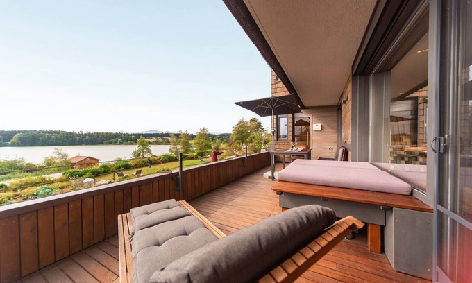 Pelham Apartamento | Apartamento "Seen-Sucht" con vistas al lago, jardín compartido y Wi-Fi