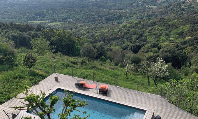 Santa-Maria-Poggio Casa | Authentic stone village house with swimming pool and breathtaking sea views