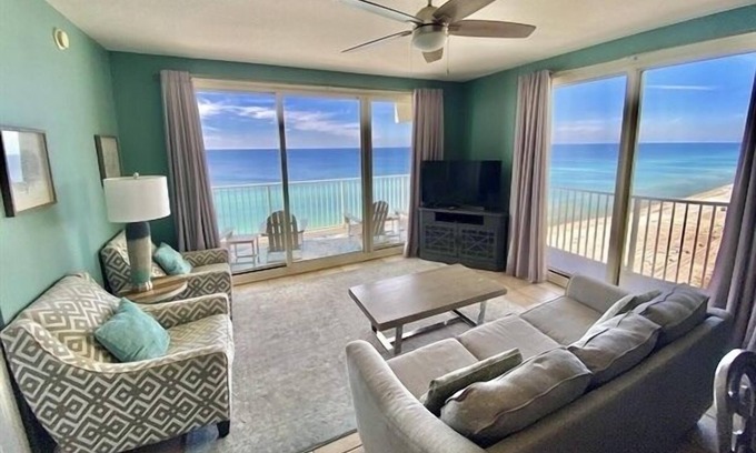 Panama City Beach Complejo | Unidad de esquina ¡INCREÍBLES VISTAS AL SOL! Golfo frente maestro .. recientemente remodelado