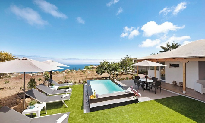 Santa Bárbara Casa | Preciosa "Casa Adayeim 1" con piscina, Wi-Fi, terrazas, vistas al mar y a la montaña