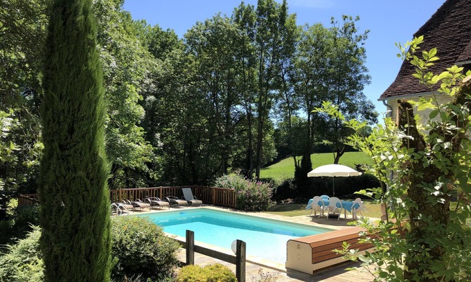 Rueyres Casa | Granero granja hermoso estilo 'Quercynois', rural, hermoso jardín con piscina