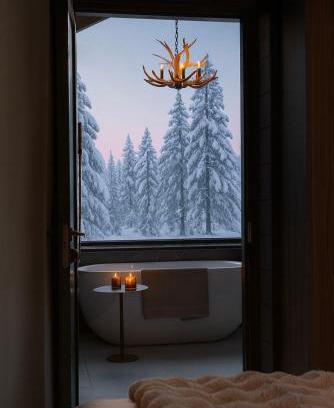 Akaslompolo Villa | Black Villa, Aurora View Bath & Sauna, Private Design Villa in Lapland